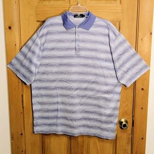 Bugatchi Uomo Shirt XL Big Tall Mercerized Egyptian Cotton Polo Wavy Striped